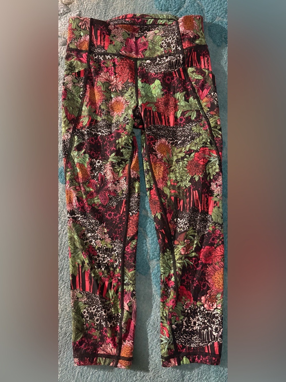 lululemon athletica Floral High-Rise Leggings — Black, Green, Pink